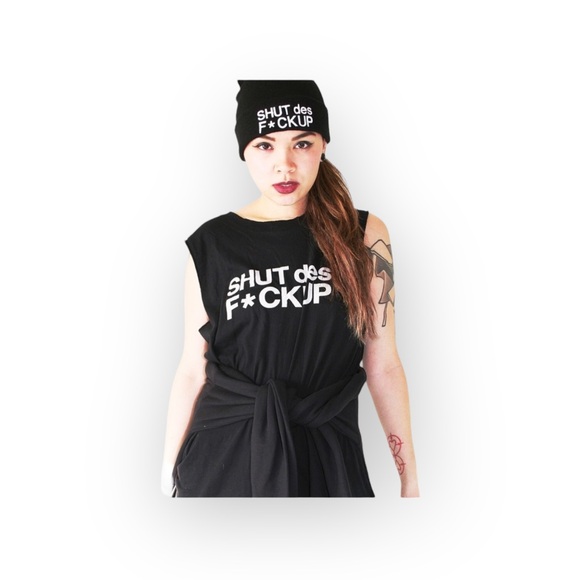 new Petals and Peacocks ✌︎︎ Shut des F*ck Up Muscle Tee Tank Top ✌︎︎ Black ✌︎︎ M - Picture 2 of 16